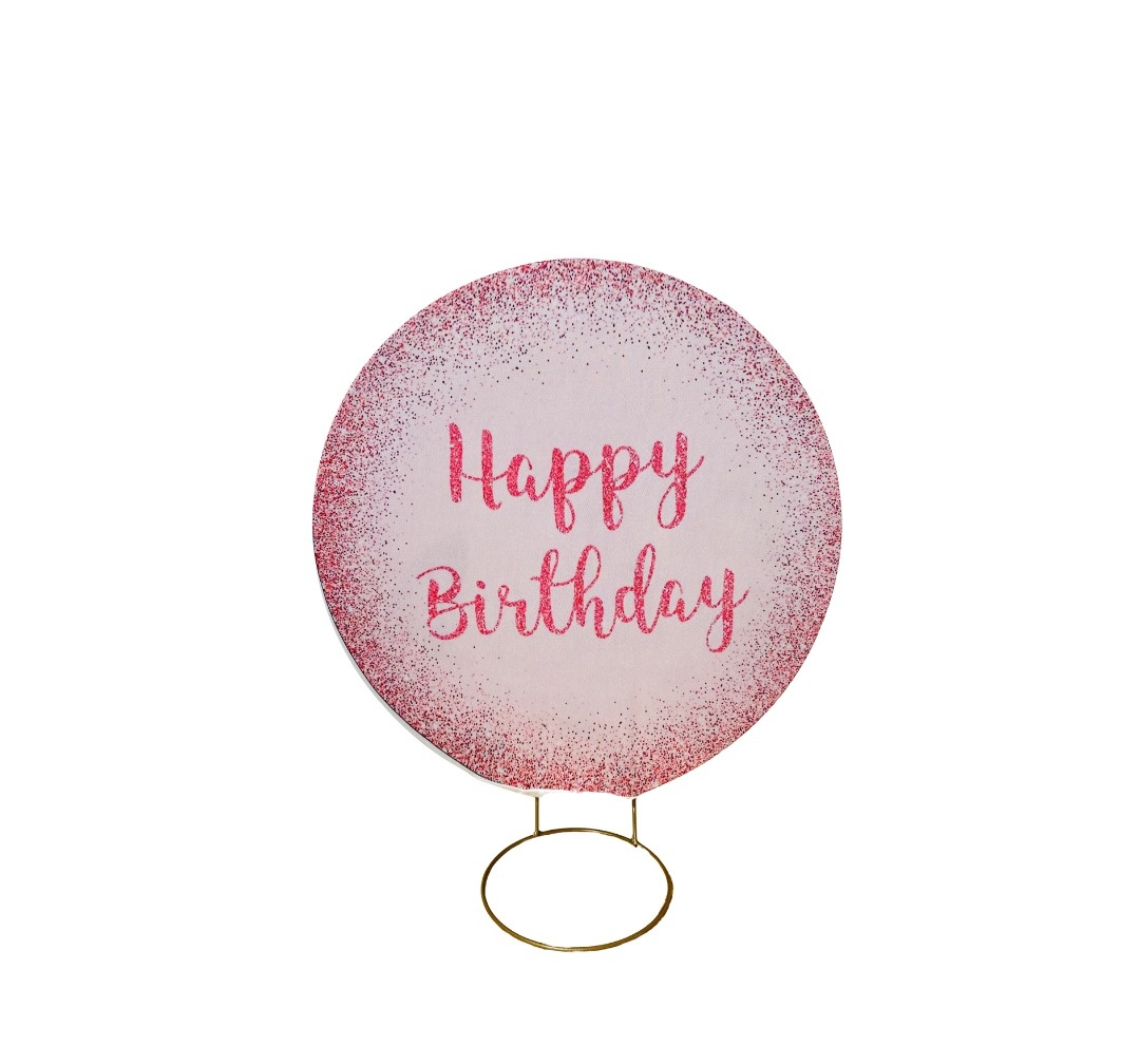 Mini Painel 50Cm (Happy Birthday)(Rosa/Rose)(Adulto) - cricrilocacoes