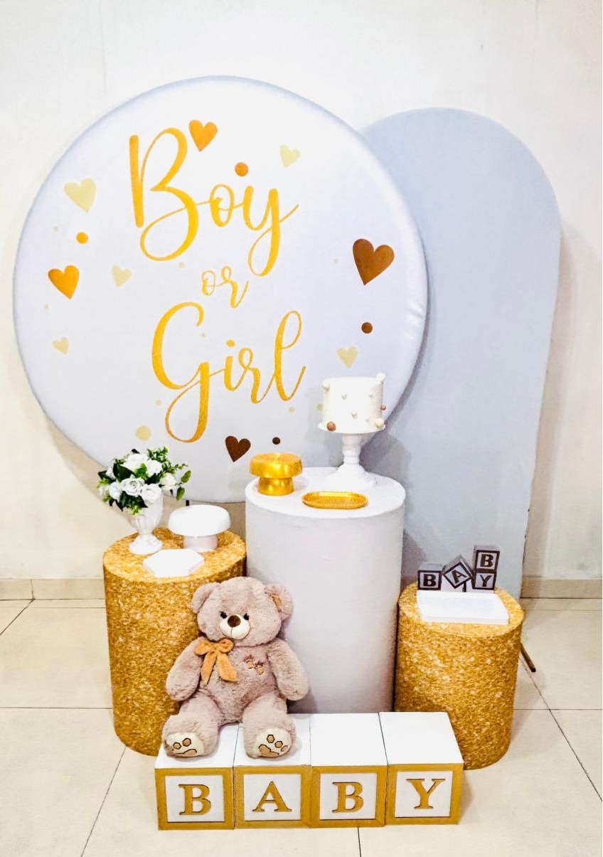 Cha Revelacao - Branco E Dourado (Composicao 104)(Urso) - cricrilocacoes