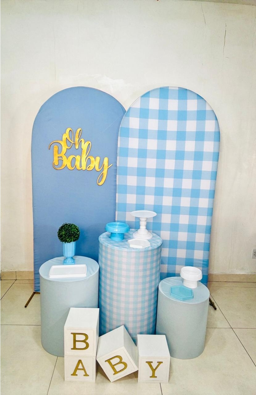 Cha de Bebe Azul (Composicao 065)(Azul/Xadrez)(Criativa) - cricrilocacoes