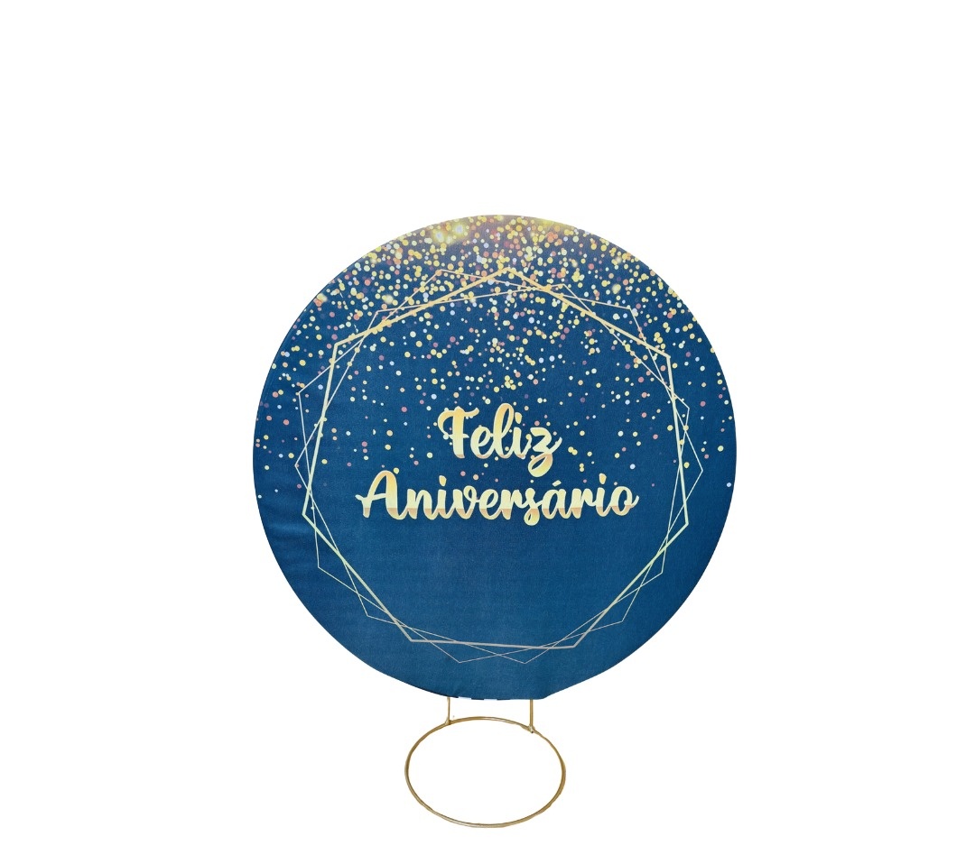 Mini Painel 50Cm (Preto E Dourado(Feliz Aniversario)(Adulto) - cricrilocacoes