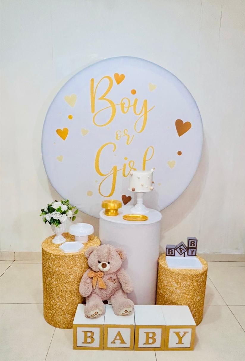 Cha Revelacao - Branco E Dourado (Composicao 103)(Urso) - cricrilocacoes