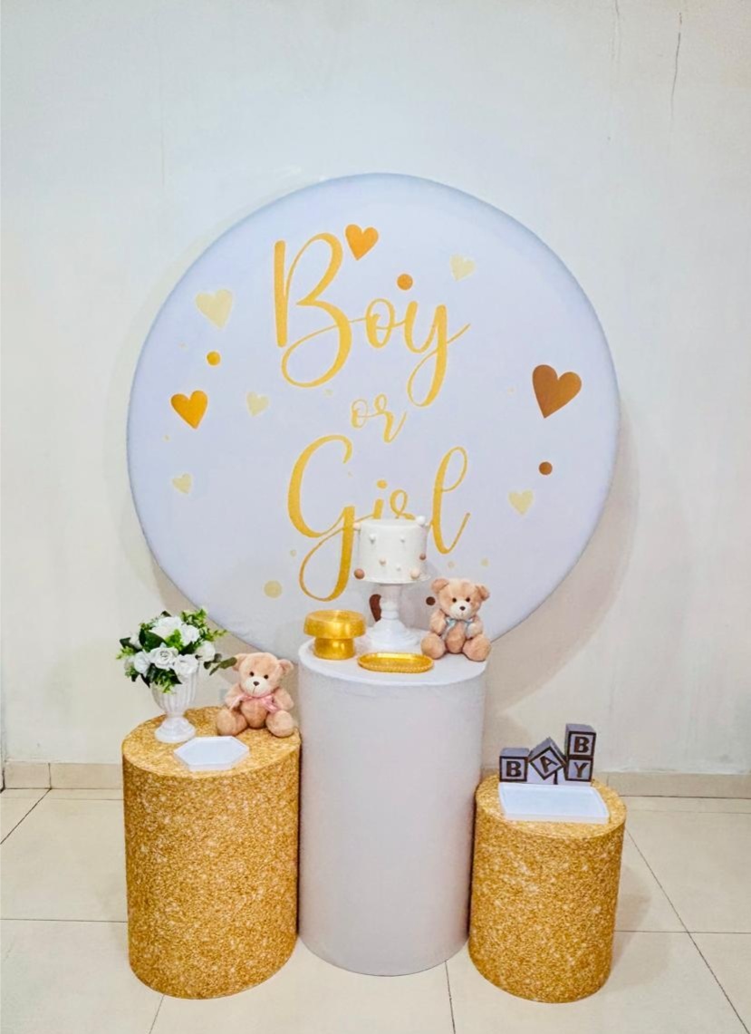 Cha Revelacao - Branco E Dourado (Kit Ouro)(Urso)(2) - cricrilocacoes