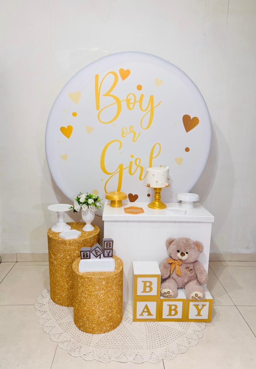 Cha Revelacao - Branco E Dourado (Composicao 108)(Urso) - cricrilocacoes