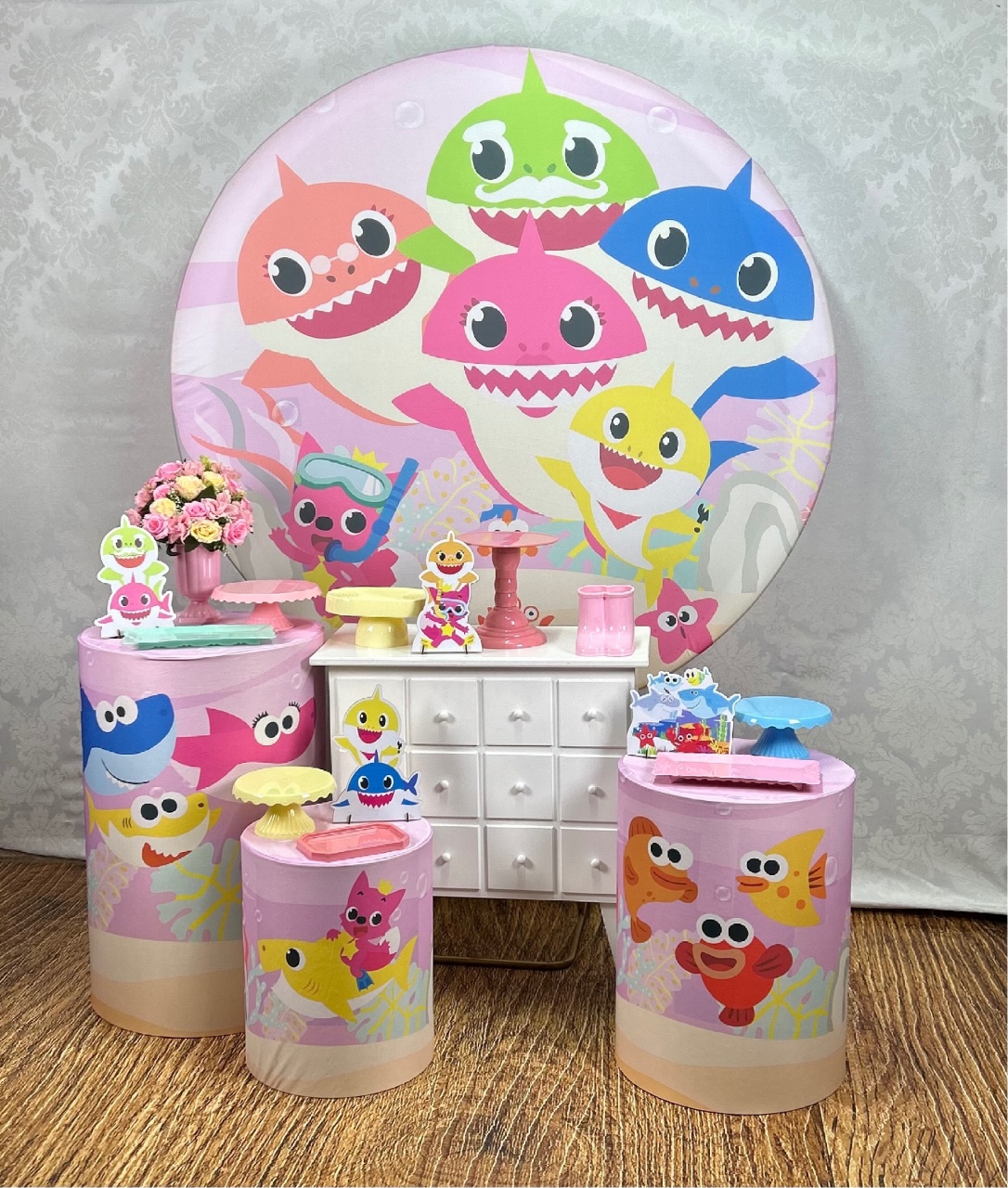 Kit Prata Baby Shark Menina  - Élida Pegue e Monte 