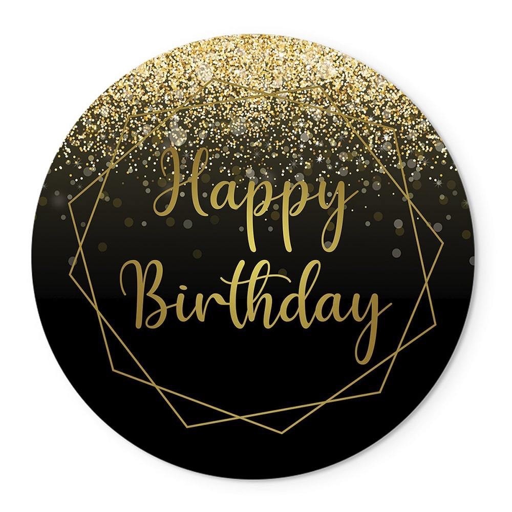 Painel Preto Com Glitter Dourado Happy Birthday  - Élida Pegue e Monte 