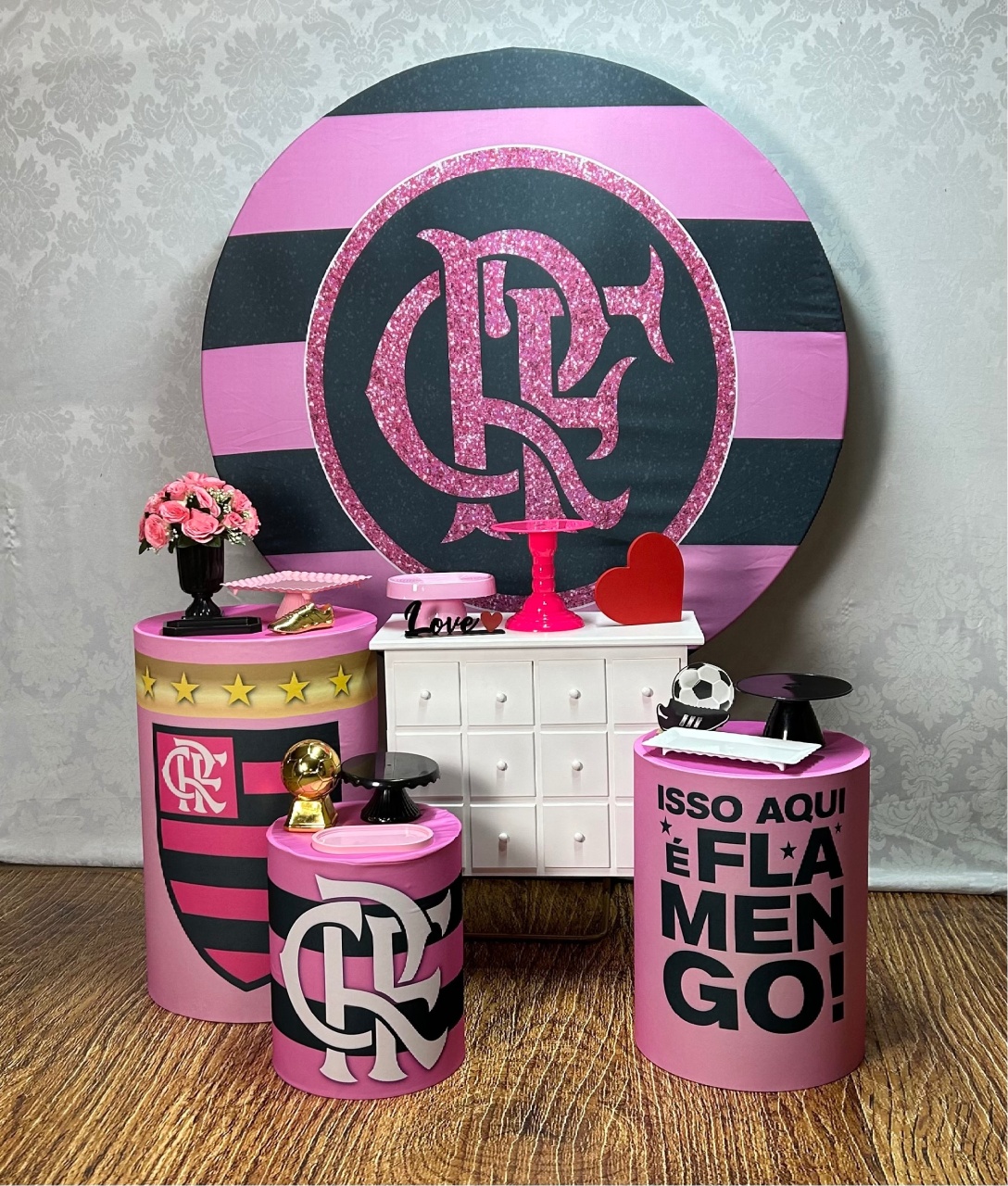 Kit Prata Flamengo Rosa  - Élida Pegue e Monte 