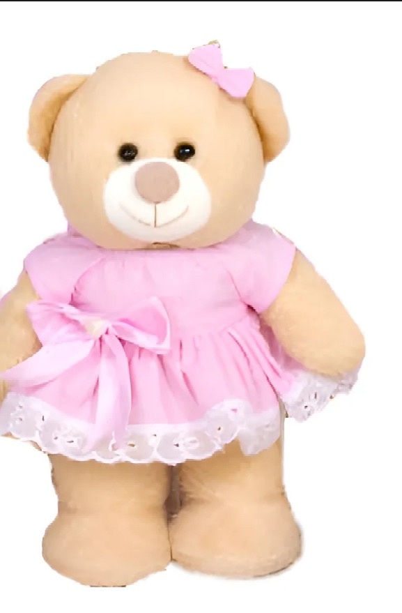 Pelúcia Urso Em Pé 20Cm Menina Rosa  - Élida Pegue e Monte 