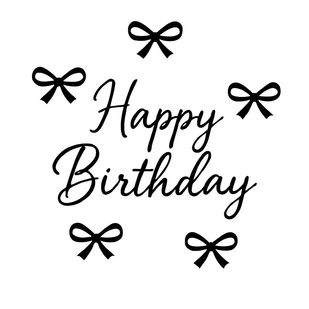 Painel Branco Happy Birthday Com Laço Preto 50Cm - Élida Pegue e Monte 