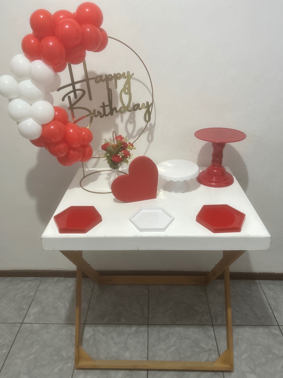 Mini Kit Happy Birthday Vermelho E Branco  - Élida Pegue e Monte 