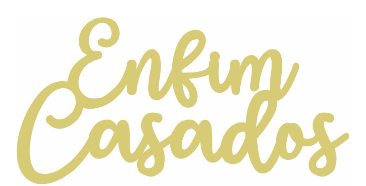 Letreiro Enfim Casados Dourado  - Élida Pegue e Monte 