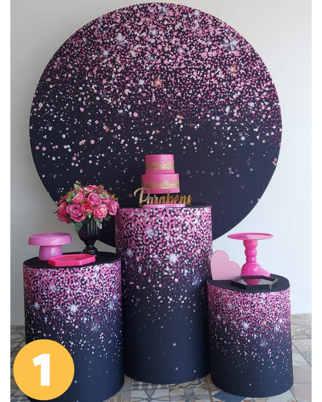 Kit 1 Pink E Preto Com Brilho - 49596161Francieli Fernanda Pereira Dos Santos 