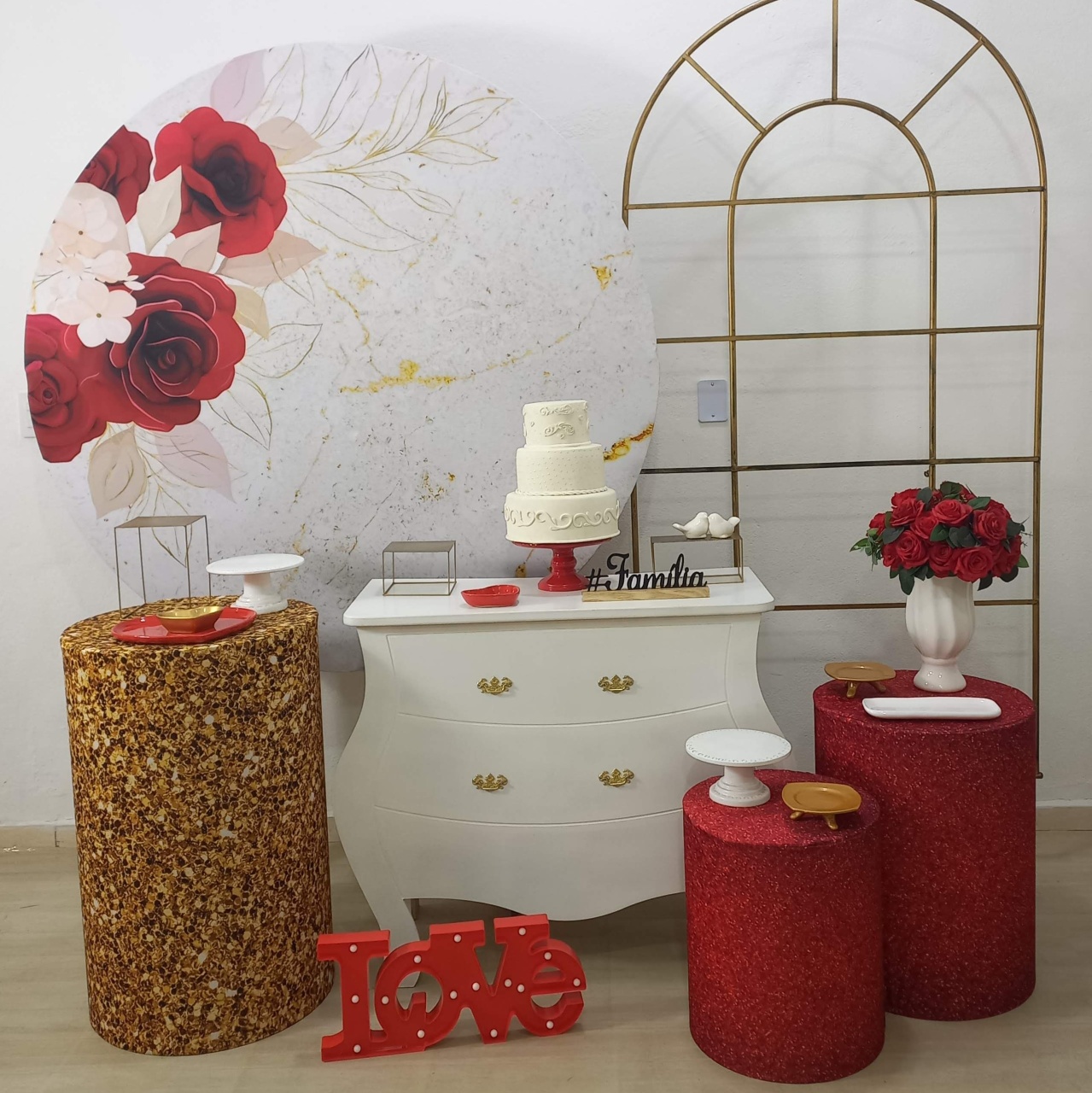 Floral Vermelho  - Decorar  Festas e Locacoes
