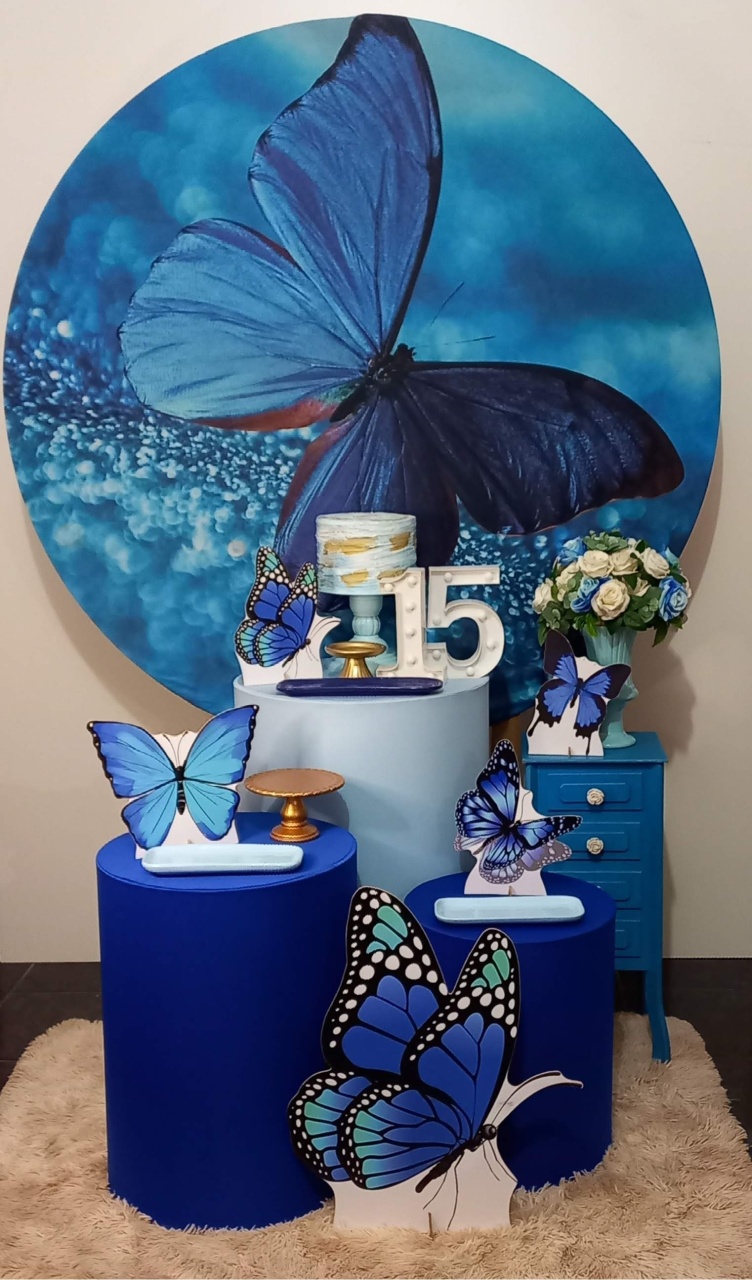 Boboleta Azul2 Carinho  - Decorar  Festas e Locacoes