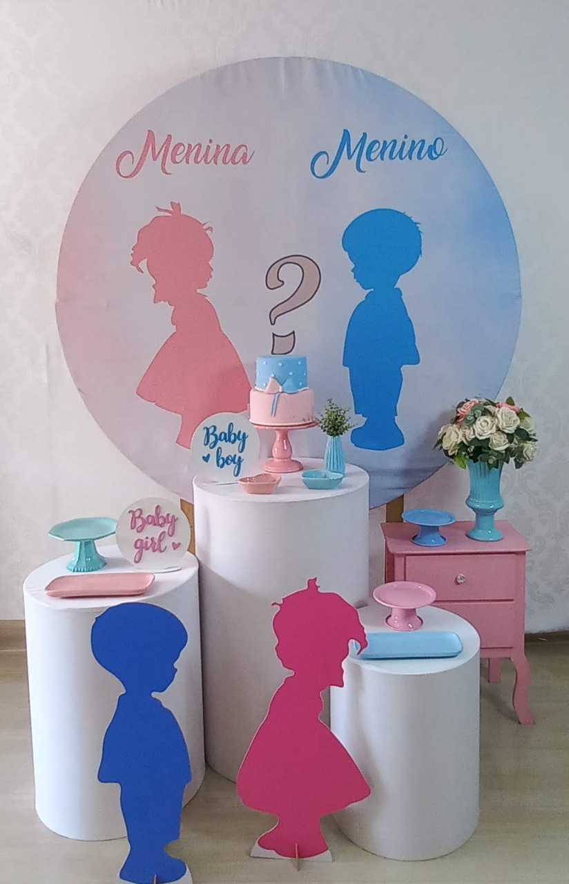 Cha Rev. Azul Com Rosa Carinho  - Decorar  Festas e Locacoes
