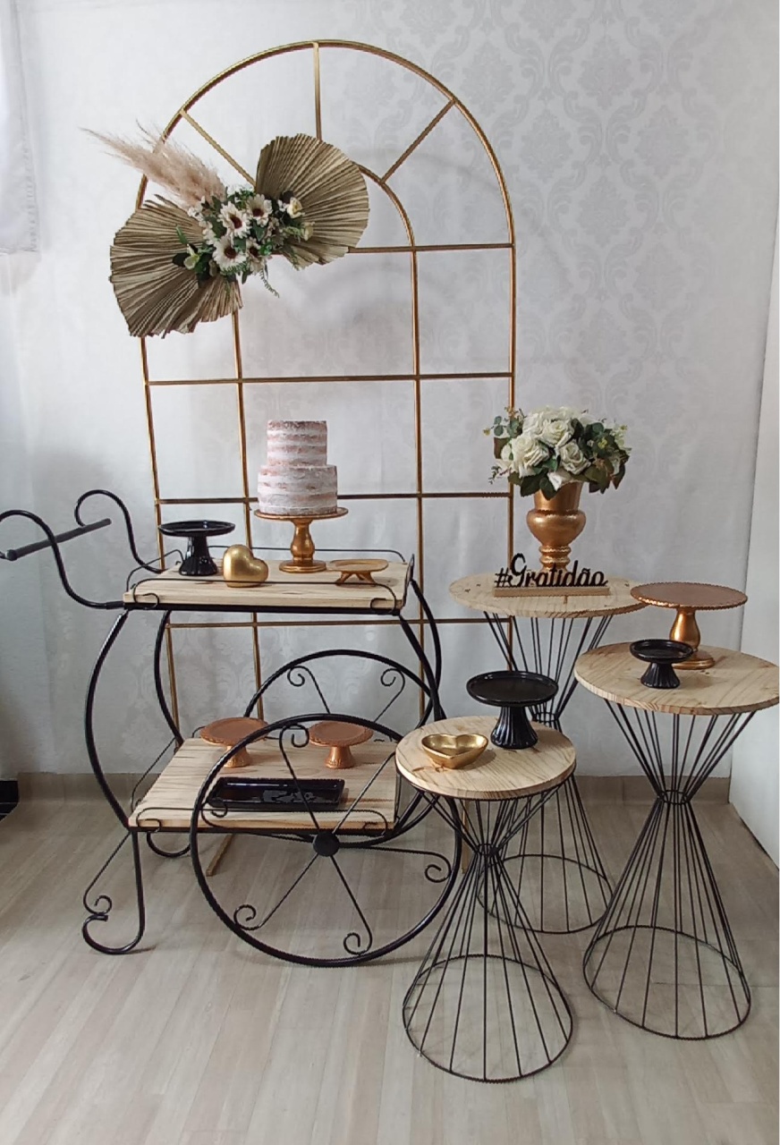 Preto Com Prata Com Carrinho  - Decorar  Festas e Locacoes