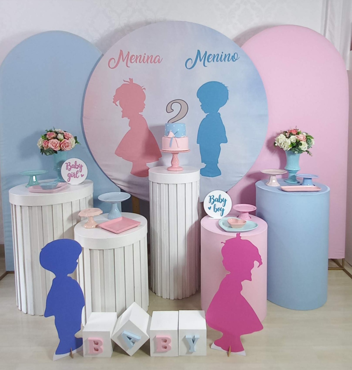Cha Rev. Azul Com Rosa Luxo2 - Decorar  Festas e Locacoes