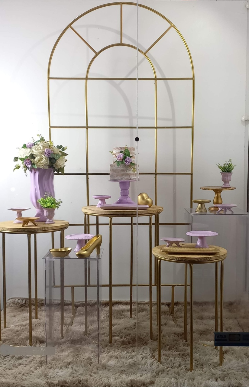 Portal Lilas Com Dourado  - Decorar  Festas e Locacoes