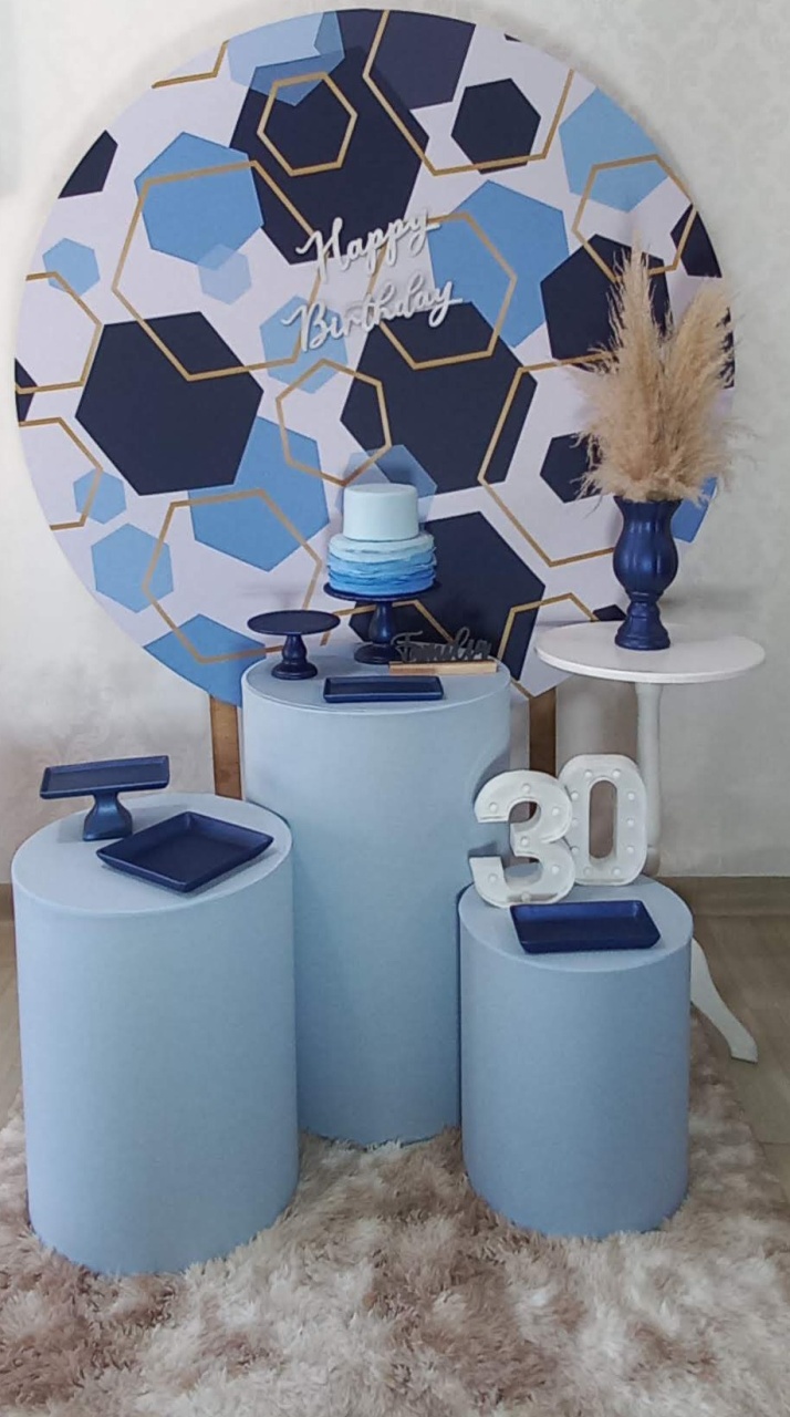 Azul Geometrico3 Carinho  - Decorar  Festas e Locacoes