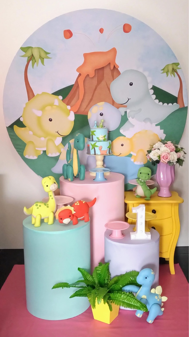 Dino Baby Rosa Carinho  - Decorar  Festas e Locacoes