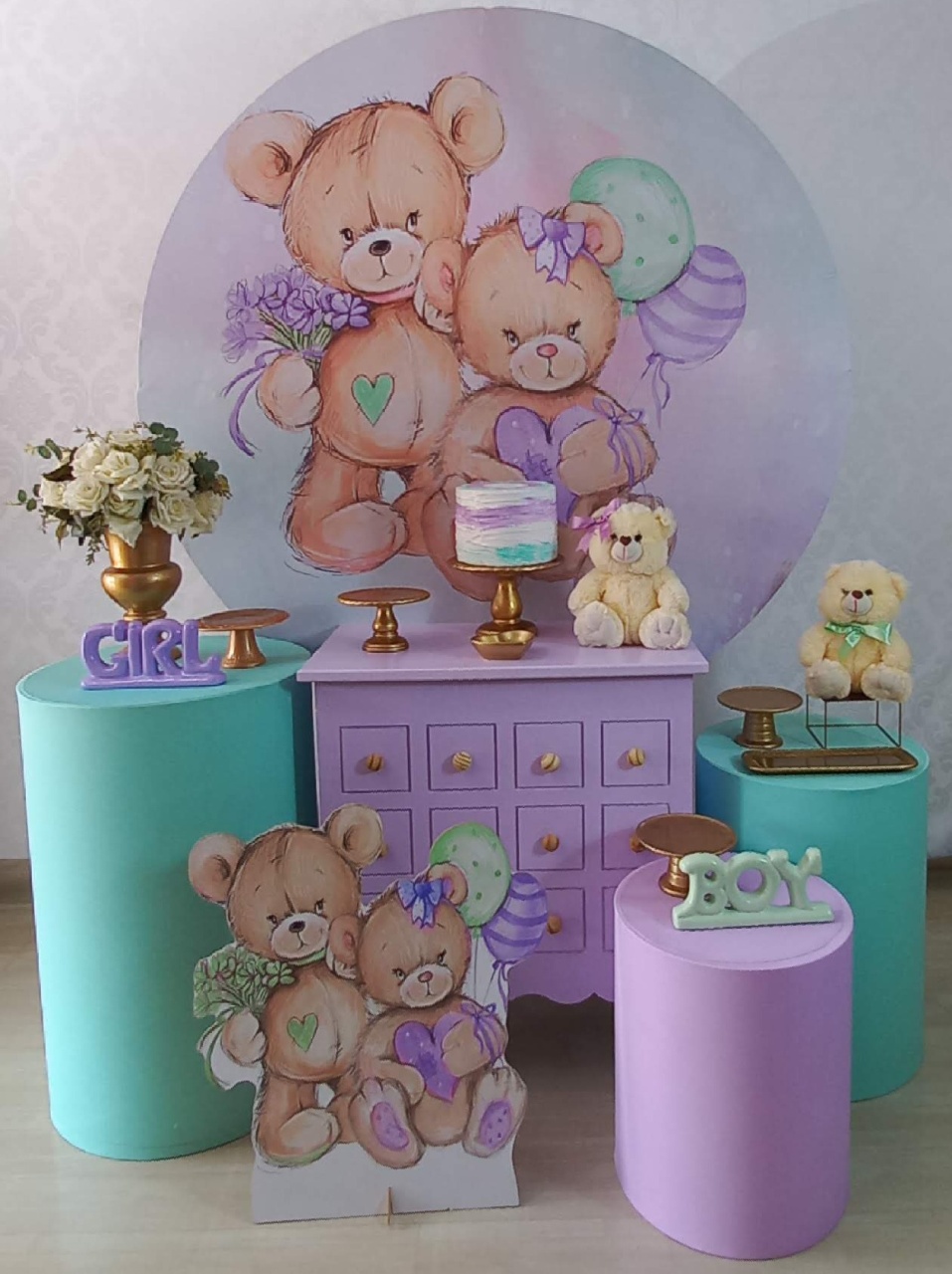 Cha Rev. Lilas Com Verde Amor 4 - Decorar  Festas e Locacoes
