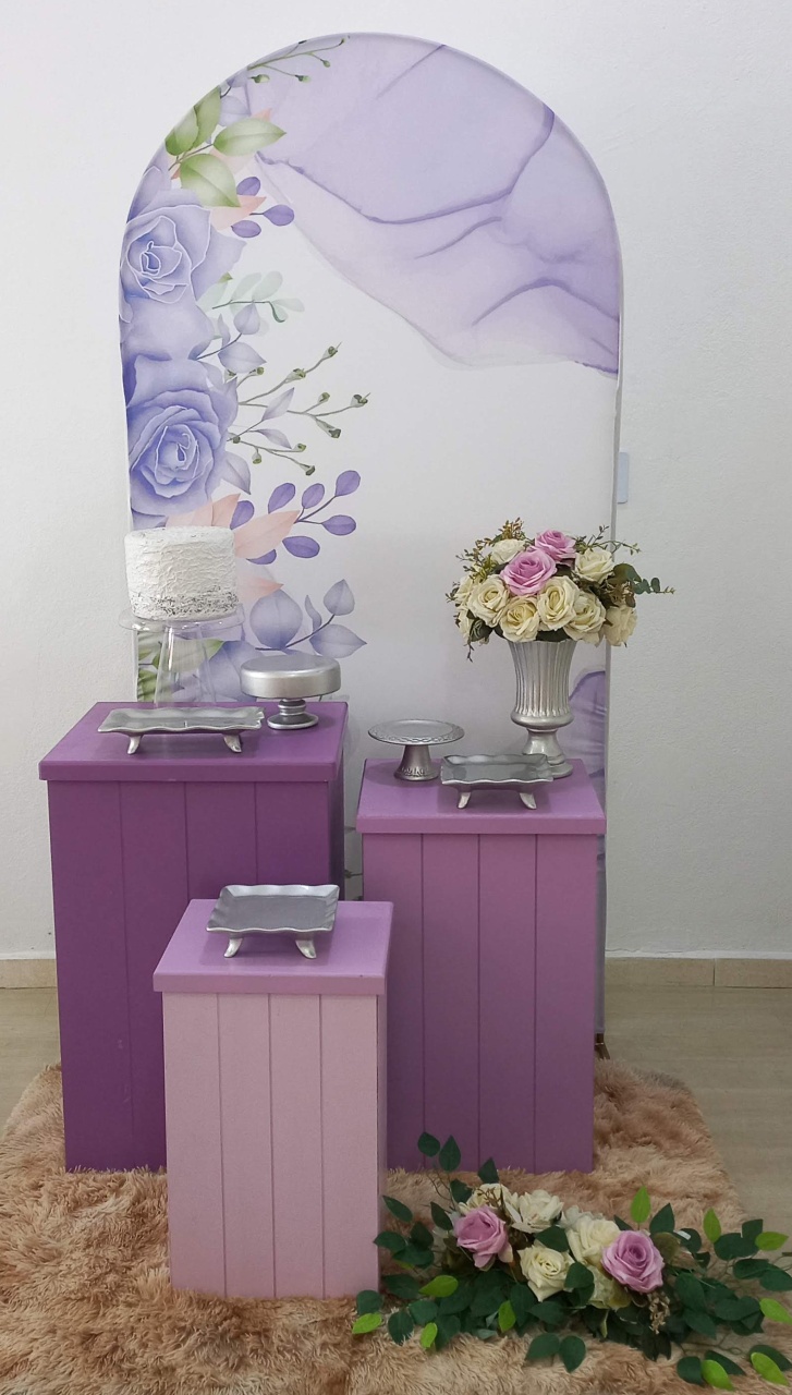 Kit Romano Lilas Com Prata  - Decorar  Festas e Locacoes