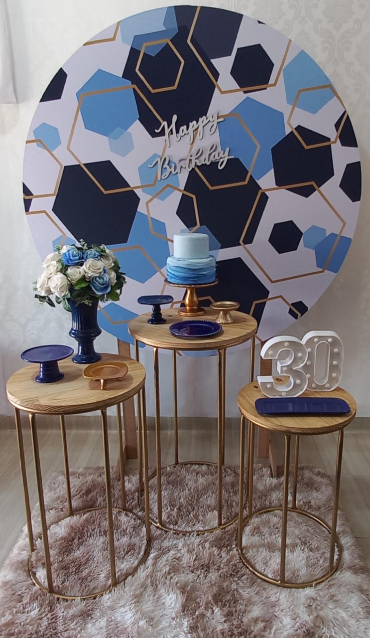 Azul Geometrico1 Carinho  - Decorar  Festas e Locacoes