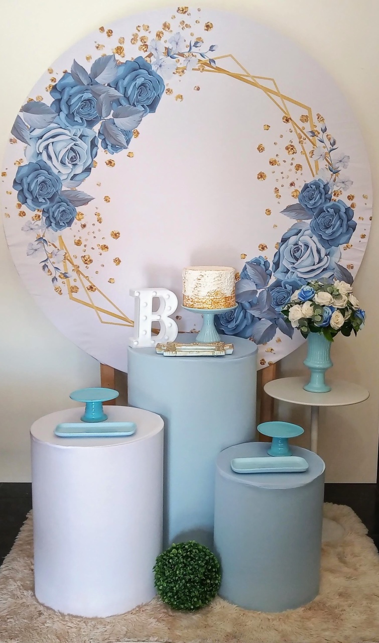 Floral Azul2 Carinho  - Decorar  Festas e Locacoes
