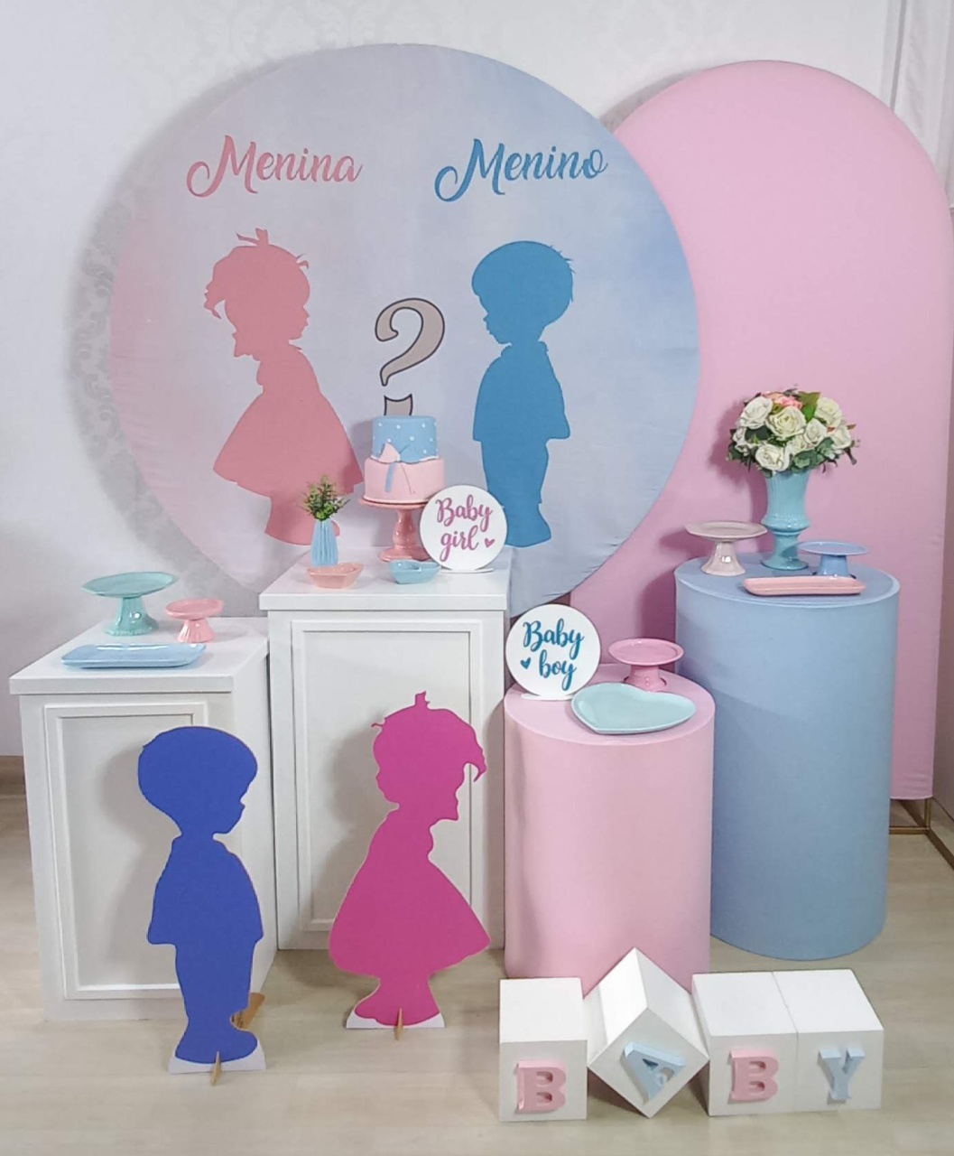 Cha Rev. Rosa Com Azul Luxo 1 - Decorar  Festas e Locacoes