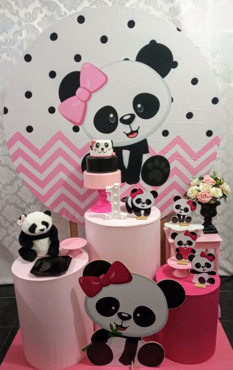Panda Rosa Carinho  - Decorar  Festas e Locacoes