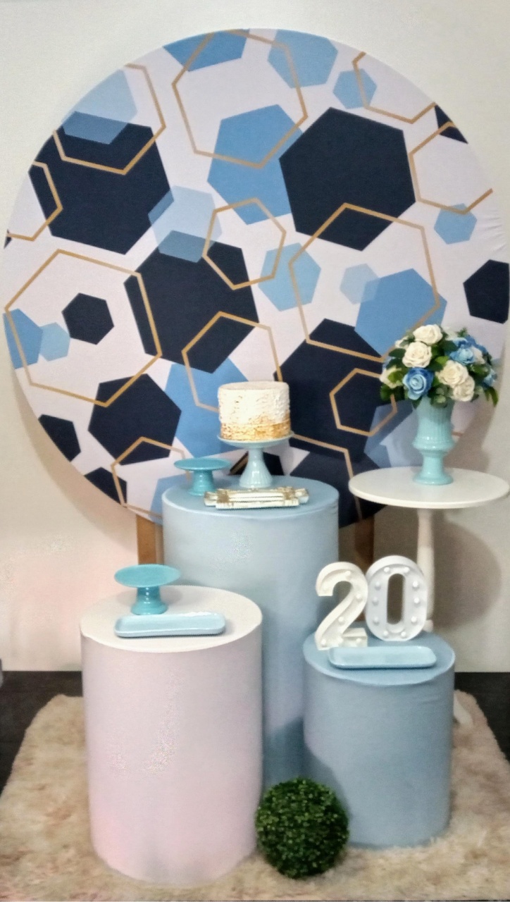 Azul Geometrico 1 Carinho  - Decorar  Festas e Locacoes