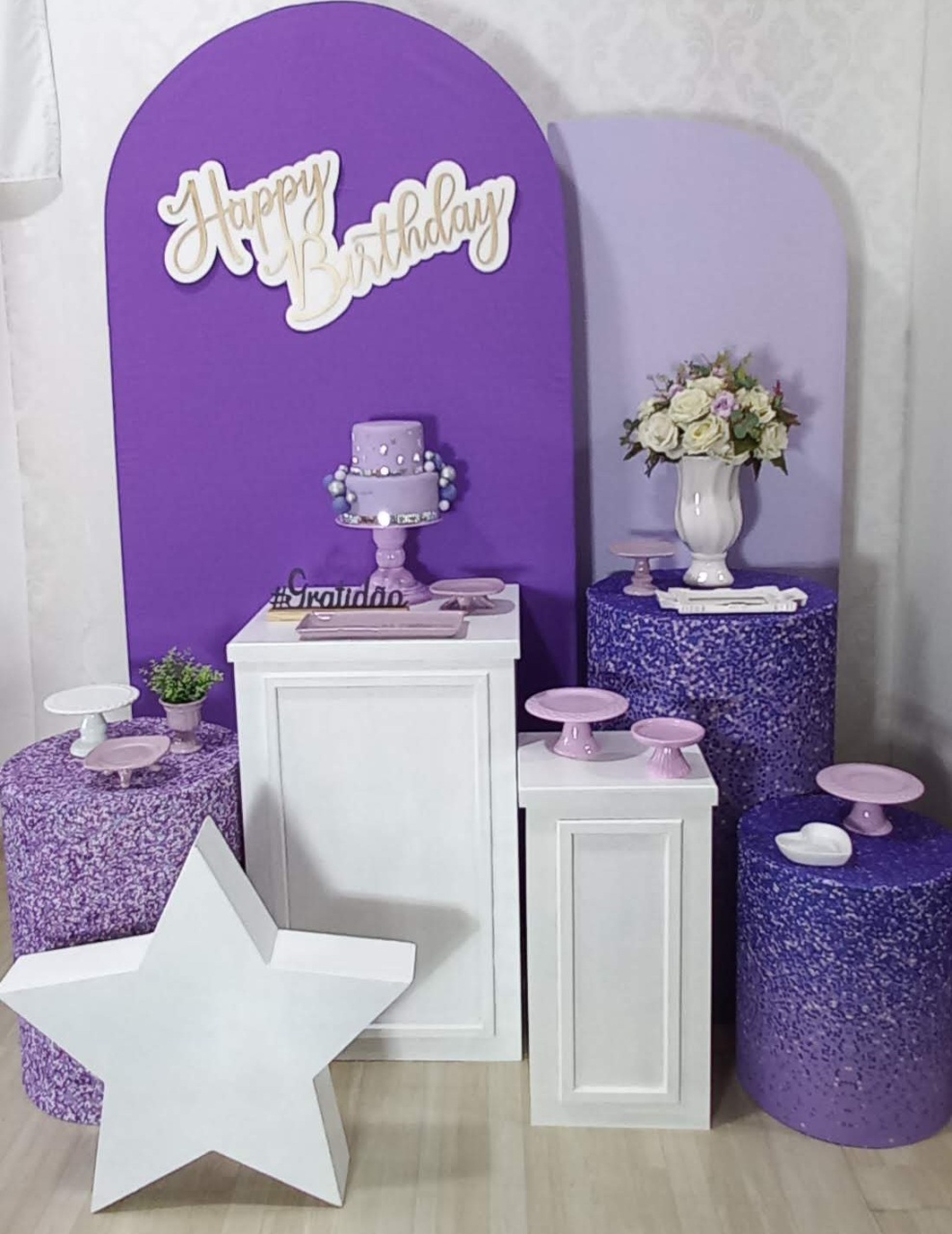 15 Anos Lilas Com Estrela  - Decorar  Festas e Locacoes