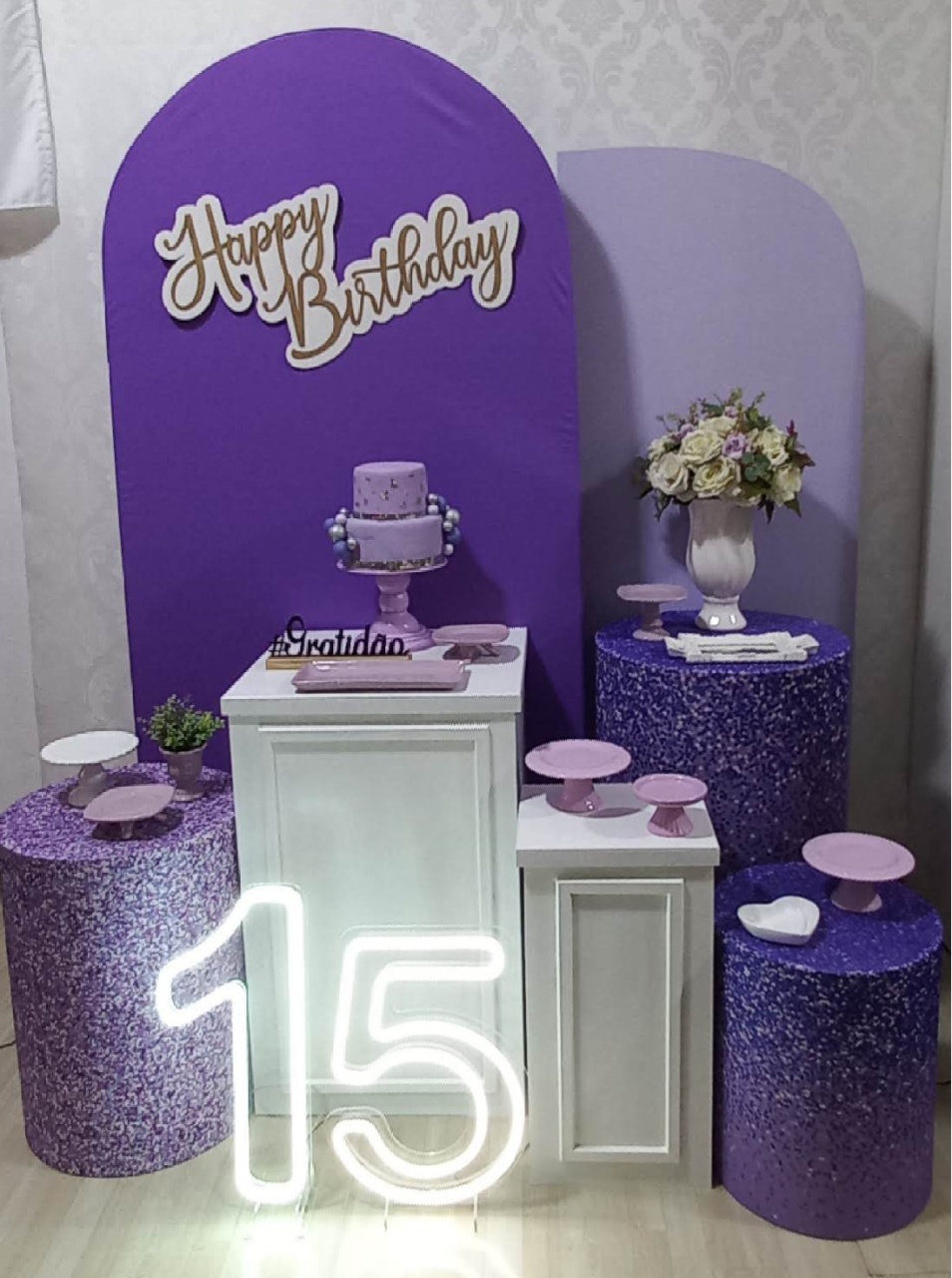 15 Anos Lilas  - Decorar  Festas e Locacoes