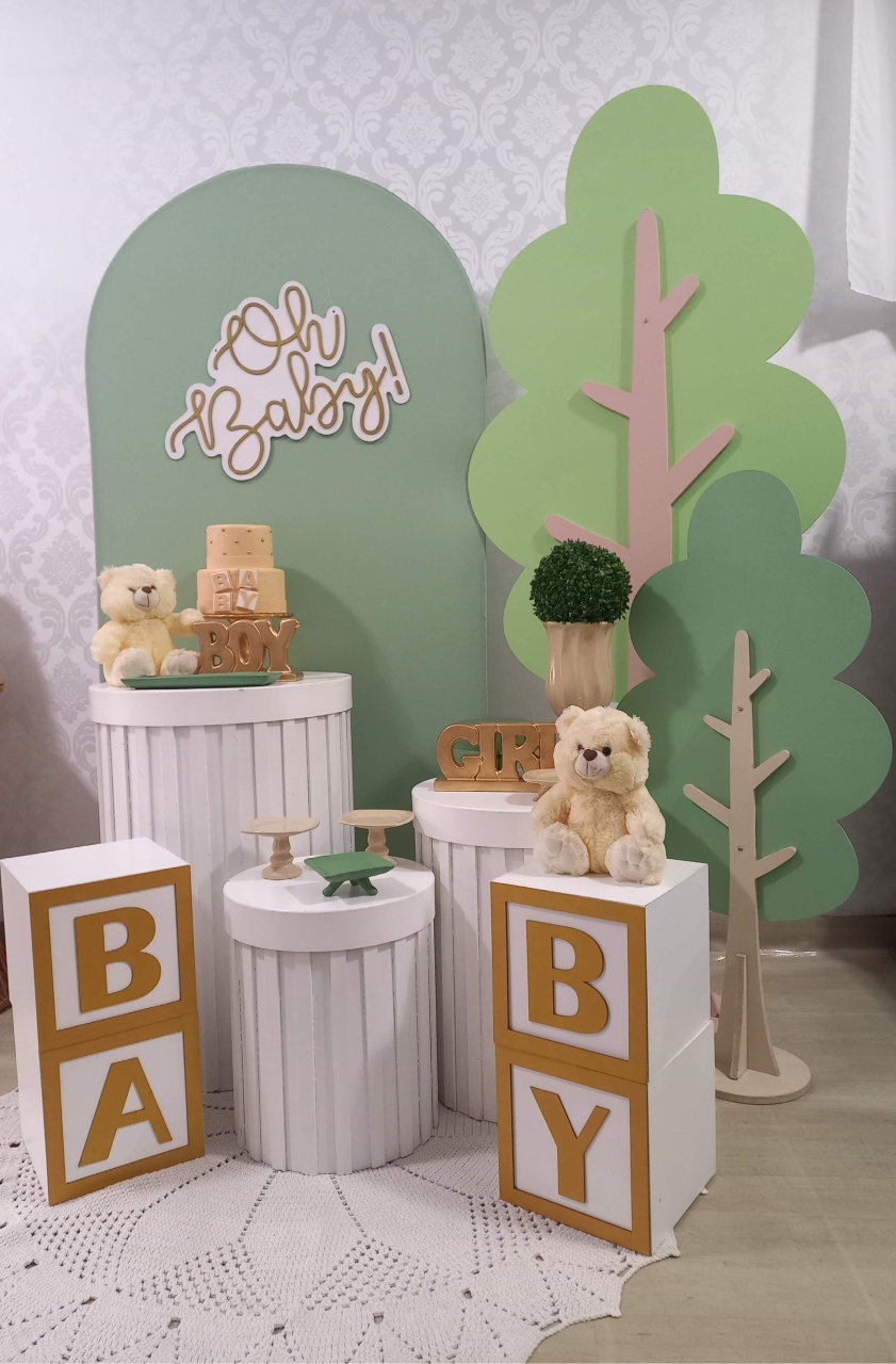 Cha Rev. Verde Com Nude Arvore  - Decorar  Festas e Locacoes