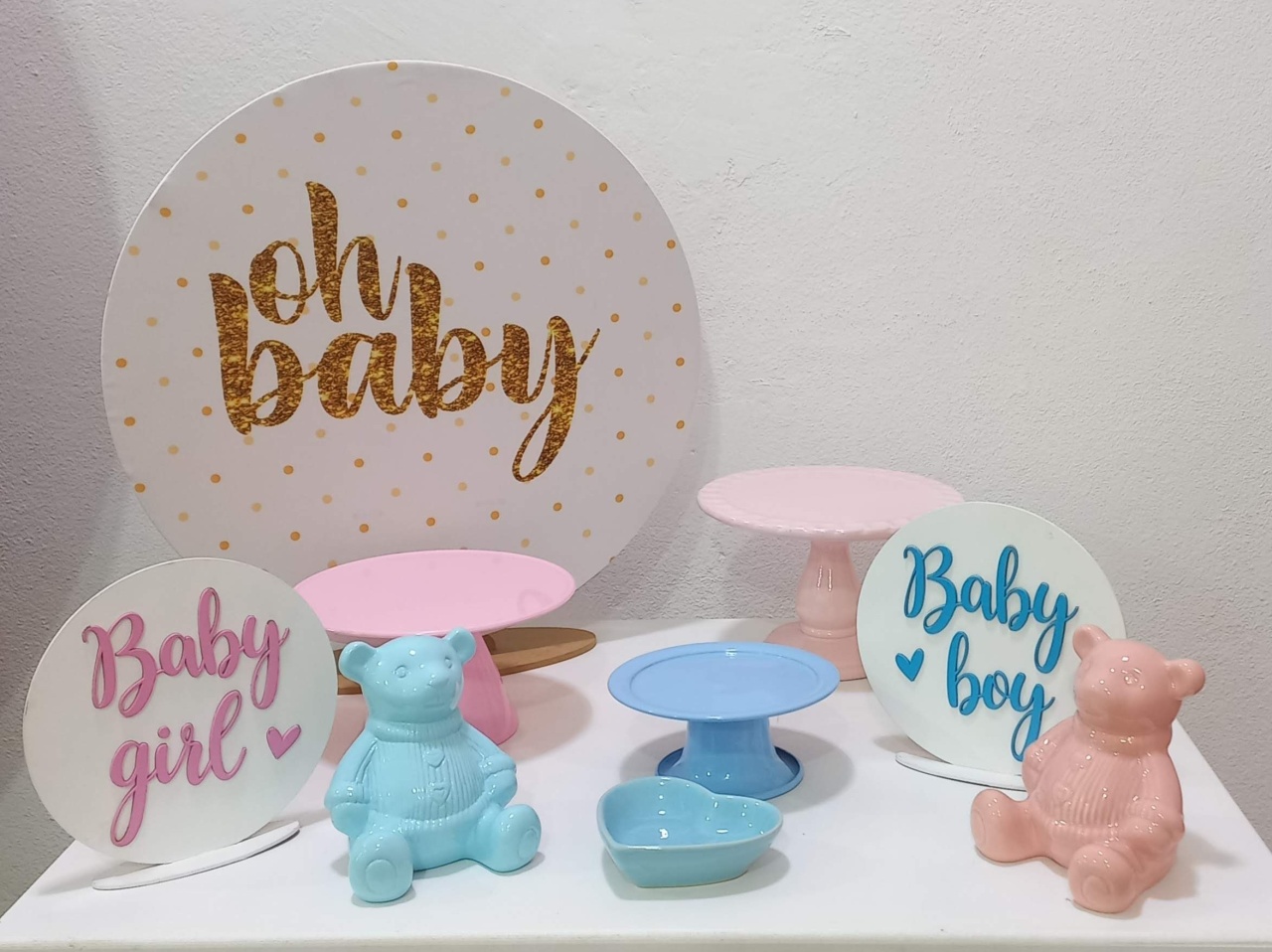 Mini Kit Azul Com Rosa  - Decorar  Festas e Locacoes
