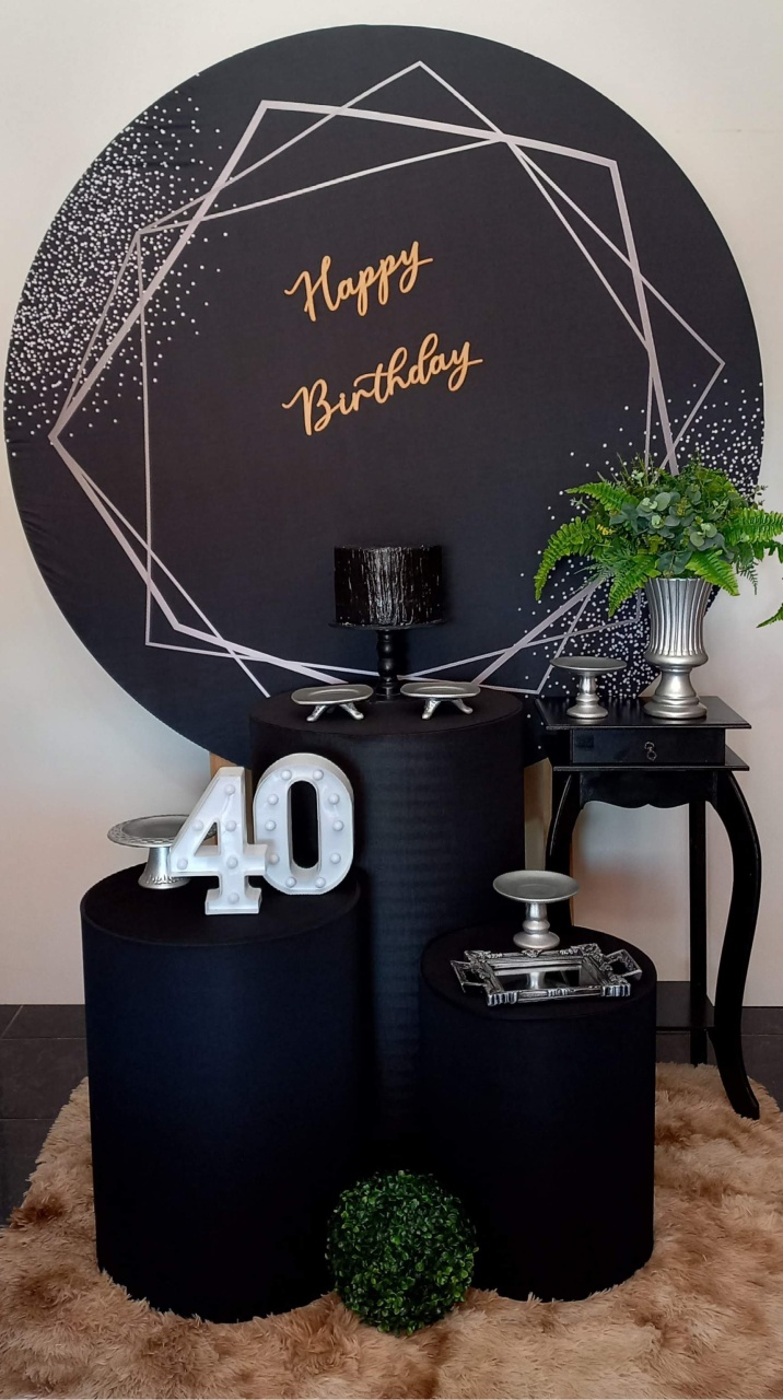 Preto Com Prata Carinho  - Decorar  Festas e Locacoes