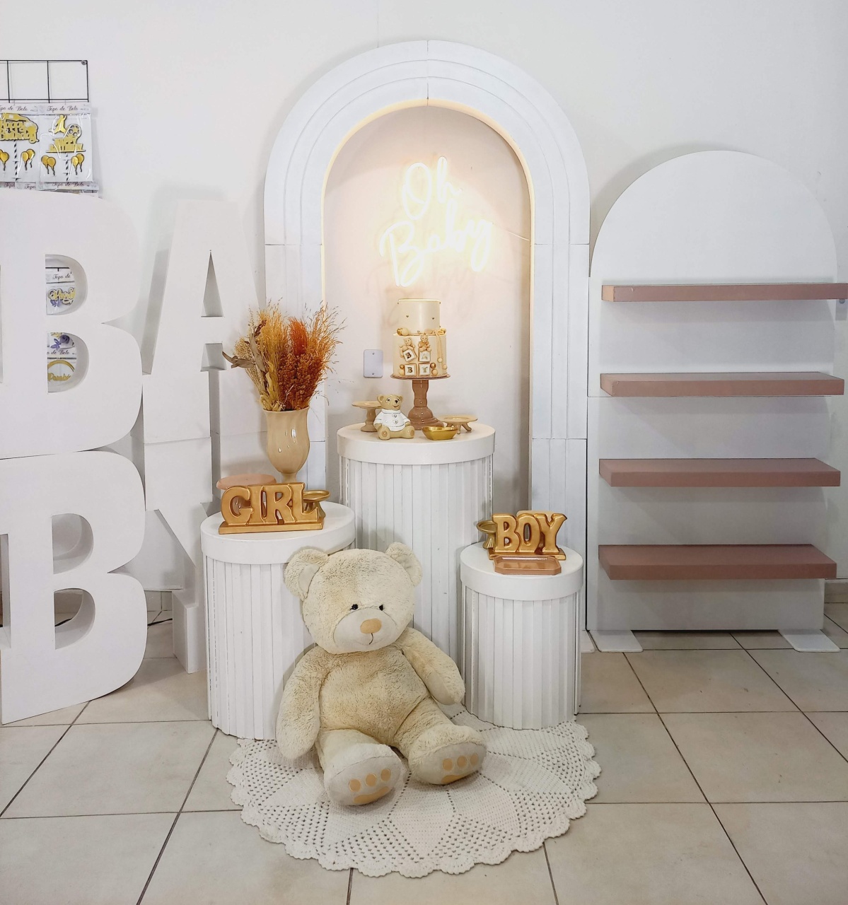 Cha Rev. Branco Com Nude Letreiro Gd - Decorar  Festas e Locacoes
