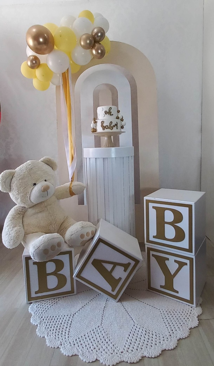 Cha Rev. Intimista Branco Com Dourado  - Decorar  Festas e Locacoes