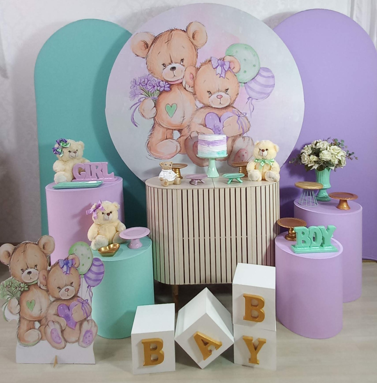 Cha Rev. Lilas Com Verde Luxo2 - Decorar  Festas e Locacoes