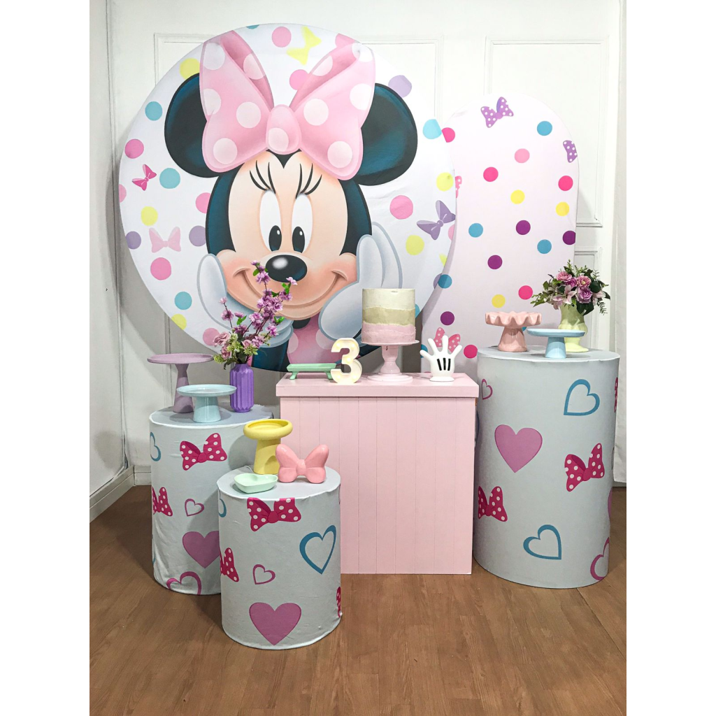 Minnie Rosa Com Poá - Ouro - Tetris Festa 