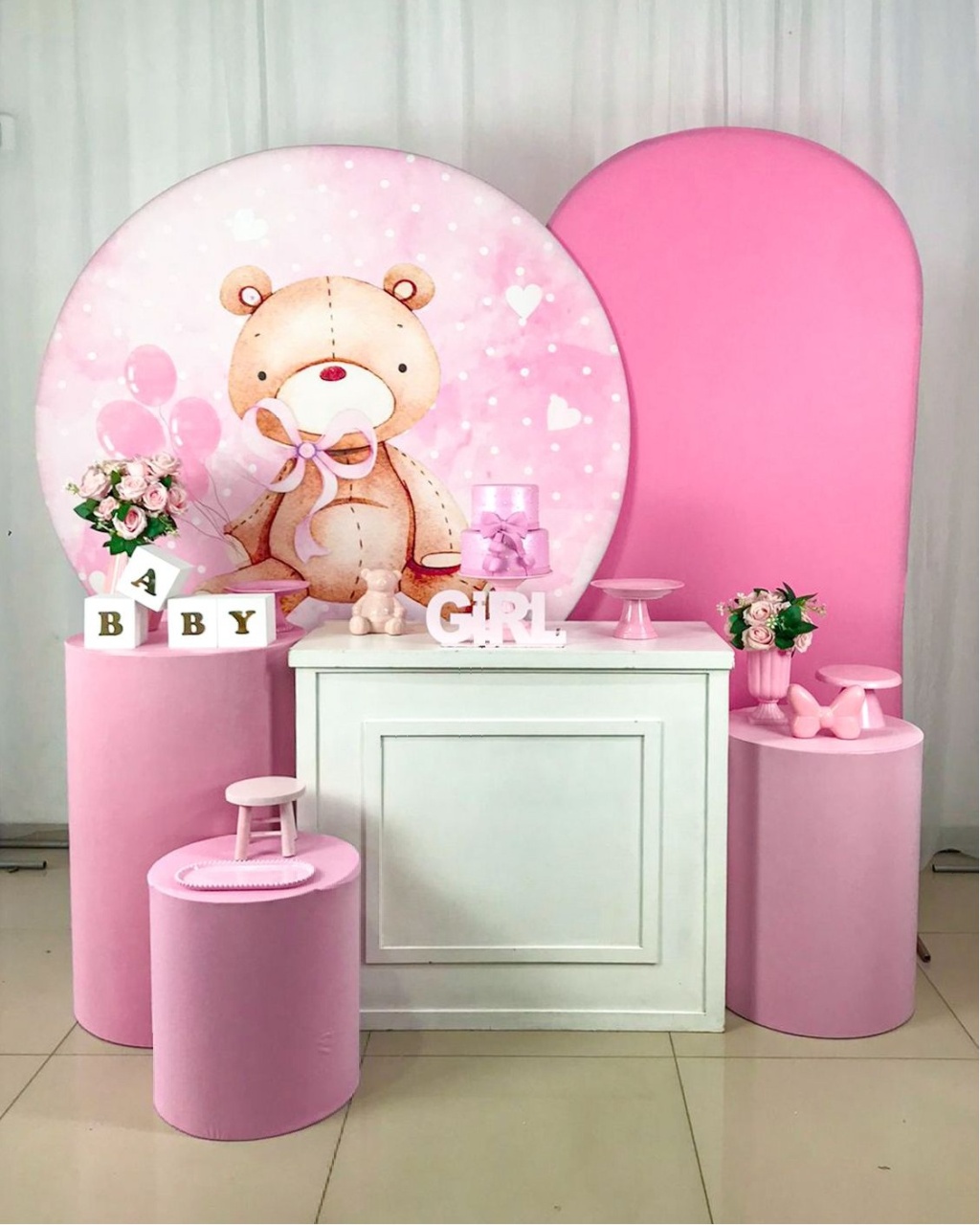 Chá de Bebê Ursinha Rosa - Ouro R - Tetris Festa 