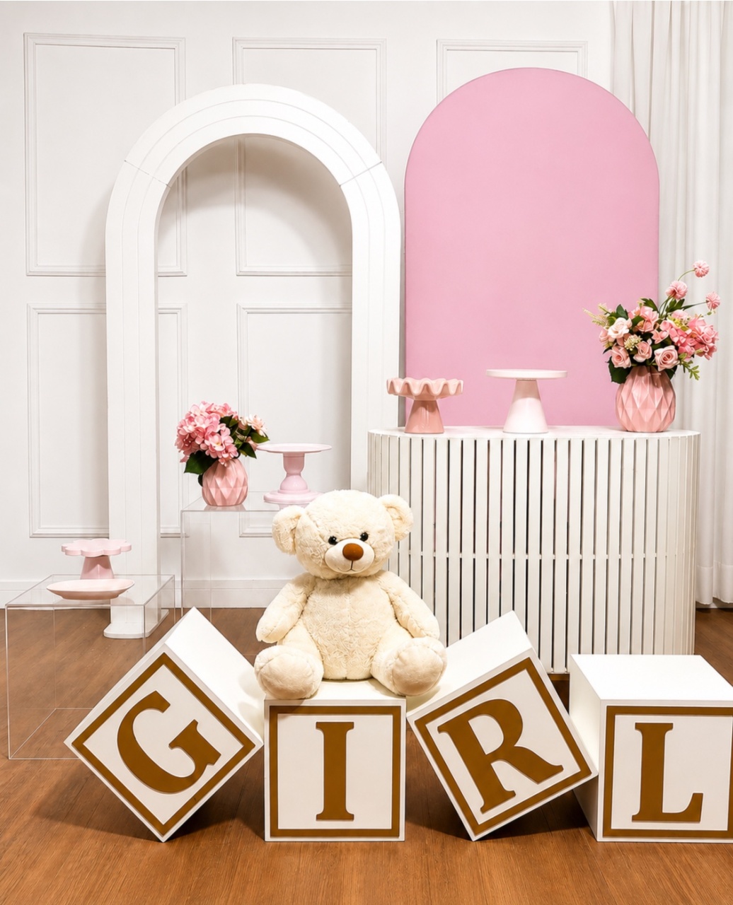 Chá de Bebê Rosa Menina - Tetris Festa 