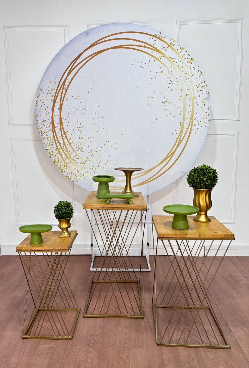 Decoração Adulto Neutro Branco C/Dourado  - Tetris Festa 