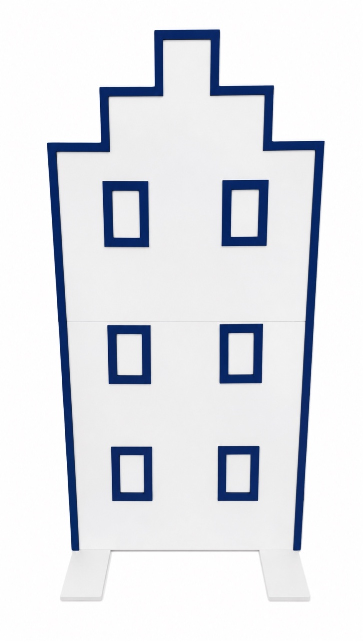 Painel Prédio Azul Mdf - Tetris Festa 