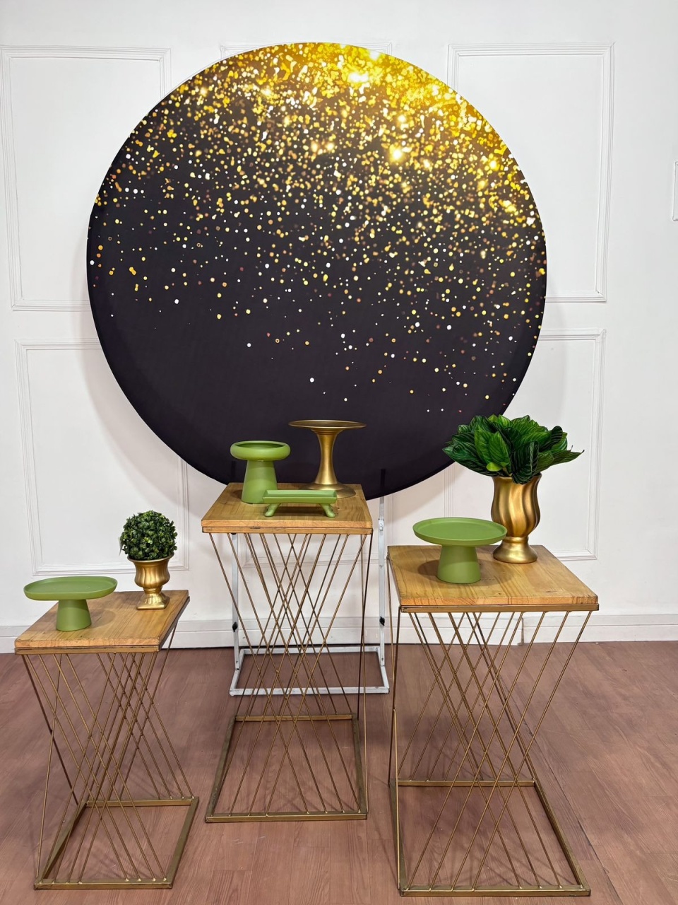 Decoração Adulto Neutro Preto C/ Dourado  - Tetris Festa 