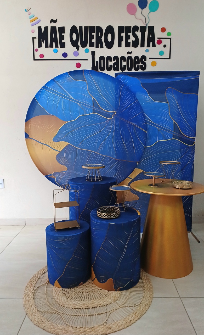Kit Azul Dourado  - maequerofestalocacoesbq
