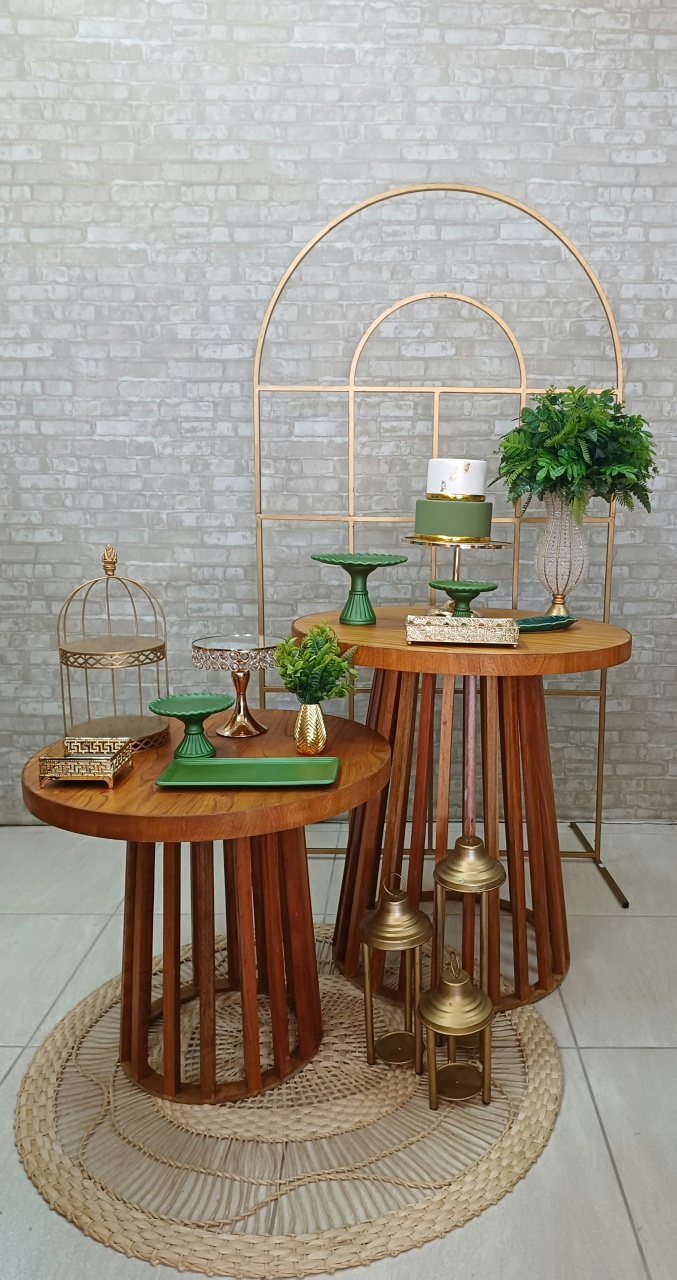 Decoracao Verde E Dourado Clean  - maequerofestalocacoesbq