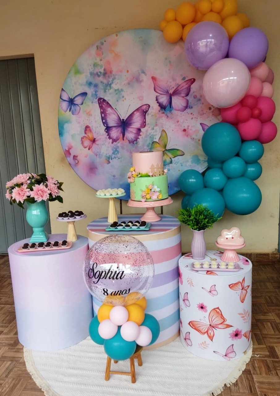 Kit Essencial Borboletas Com Balões  - Mimo e Arte Decor e Locações 