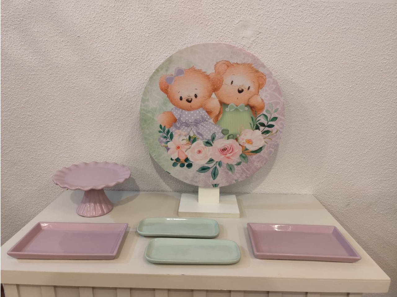 Mini Kit Ursos Lilás E Verde - Mimo e Arte Decor e Locações 