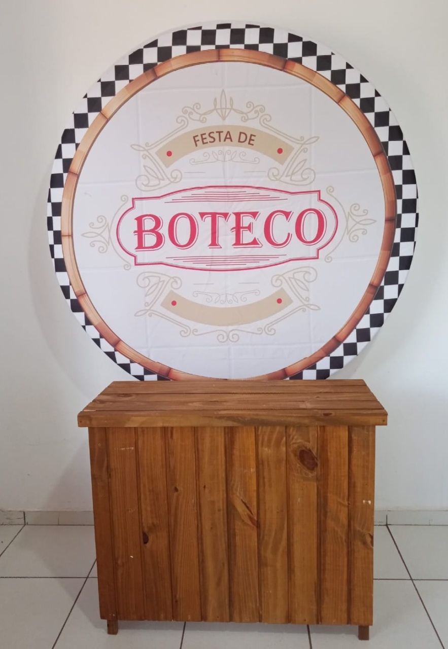 Painel Redondo Boteco E Mesa de Pinus  - Mimo e Arte Decor e Locações 