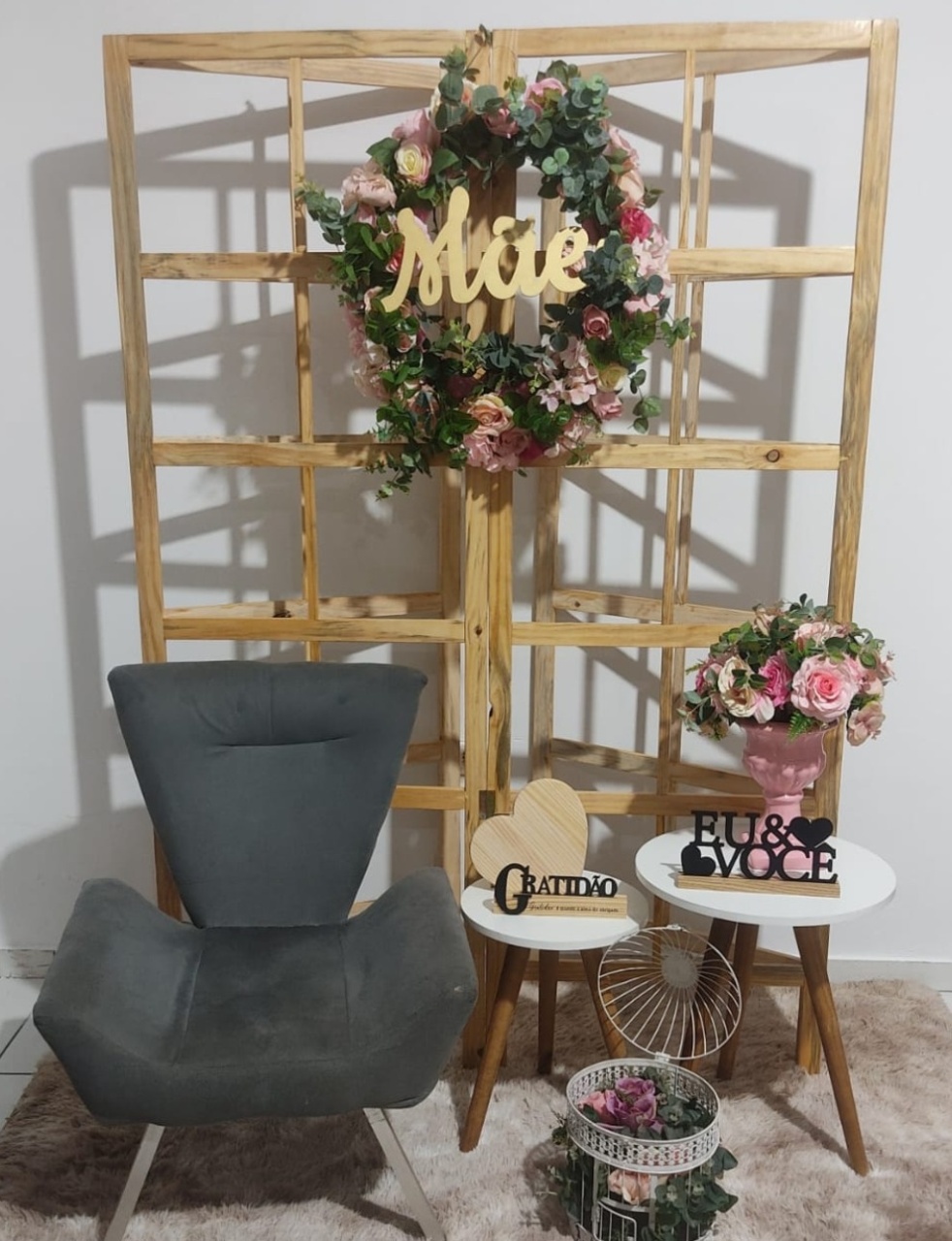 Cenário Completo Dia das Mães Rústico - Mimo e Arte Decor e Locações 